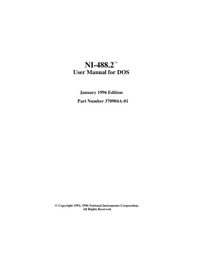 National Instruments NI-488.2 User Manual for DOS