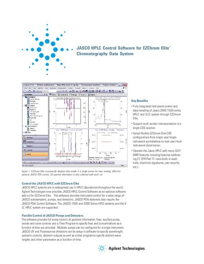 Agilent JASCO HPLC Control Software for EZChrom Elite CDS Data Sheet - cover page