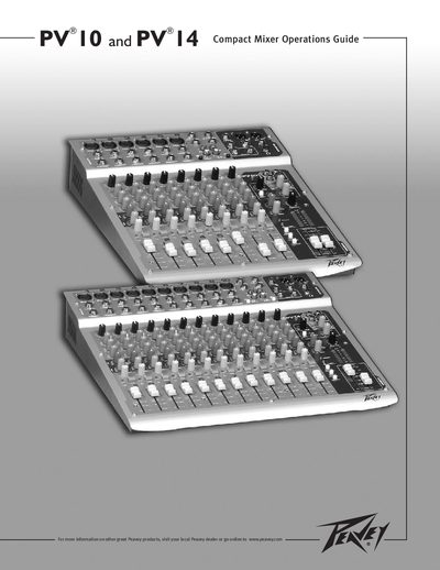 Peavey PV10 and PV14 Compact Mixer Operations Guide - cover page