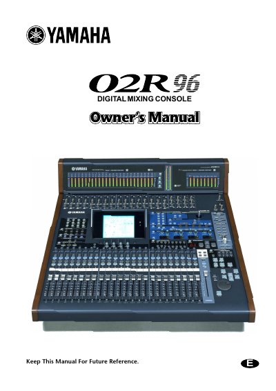 YAMAHA 02R OWNER'S MANUAL(1) - cover page