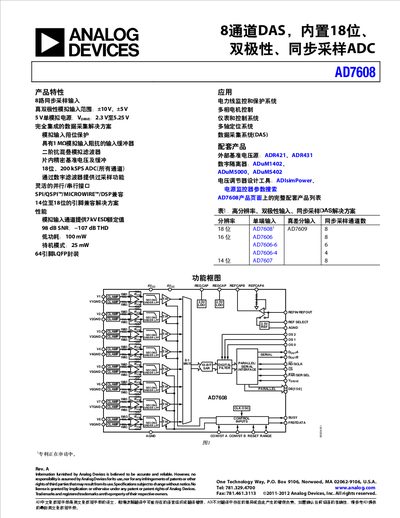 Analog Devices AD7608 Datasheet - cover page