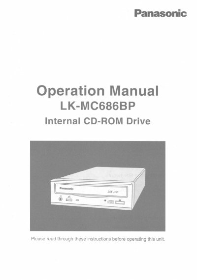 Panasonic LK-MC686BP Internal CD-ROM Drive Operation Manual - cover page