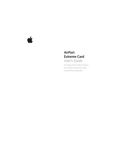 Apple AirPort Extreme Card User Guide - cover page