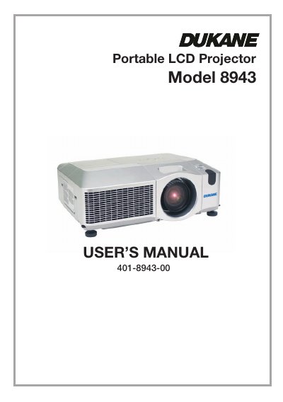 Dukane 8943 Portable LCD Projector User's Manual - cover page