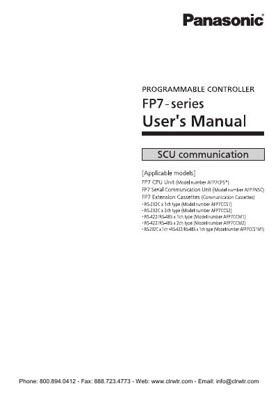 Panasonic FP7 Series Communication Unit User Manual