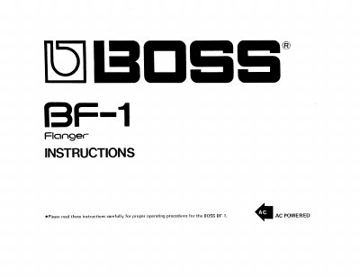 BOSS BF-1 Flanger User Manual - cover page
