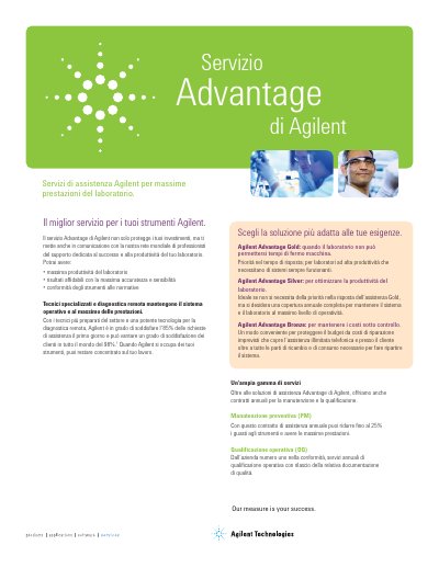 Agilent Technologies Advantage Services Brochure - cover page