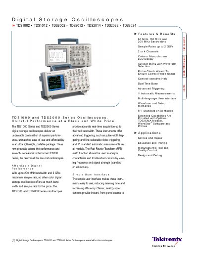Tektronix TDS1002/TDS1012/TDS2002/TDS2012/TDS2014/TDS2022/TDS2024 Handbook - cover page
