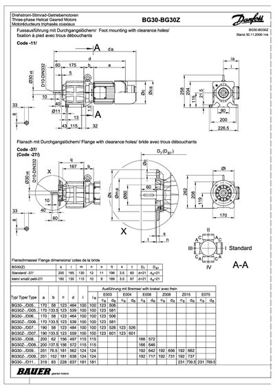 DANFOSS BAUER-BG30/Z- technology data(German) - cover page