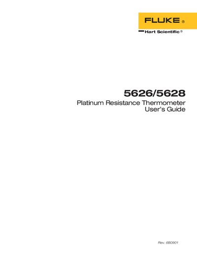 Fluke 5626/5628 Platinum Resistance Thermometer User Guide - cover page