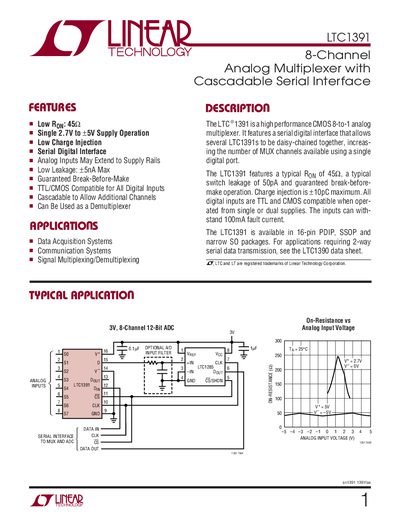 Linear Technology LTC1391 Analog Multiplexer Datasheet - cover page