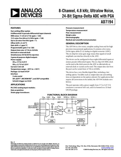 Analog Devices AD7194 24‑Bit Sigma‑Delta ADC Datasheet - cover page