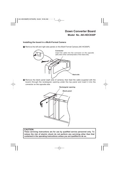 Panasonic AK-HDC930P Down Converter Board Installation Guide - cover page