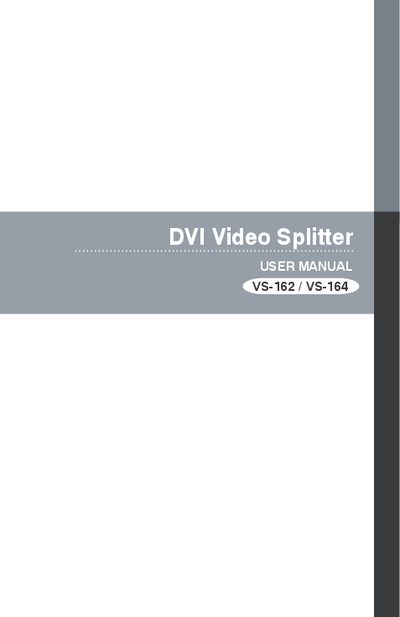 ATEN VS-162 / VS-164 DVI Video Splitter User Manual - cover page