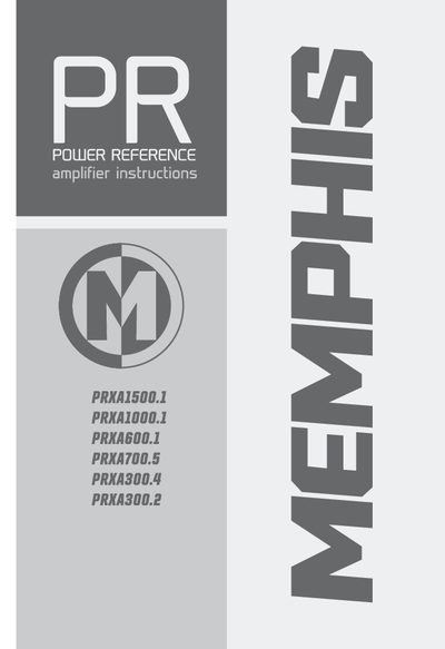 Memphis Audio PR Amplifier PRXA1500.1, PRXA1000.1, PRXA600.1, PRXA700.5, PRXA300.4, PRXA300.2 Manual - cover page