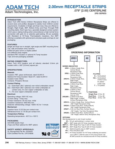 ADAM TECH 2.00mm RECEPTACLE STRIPS .079