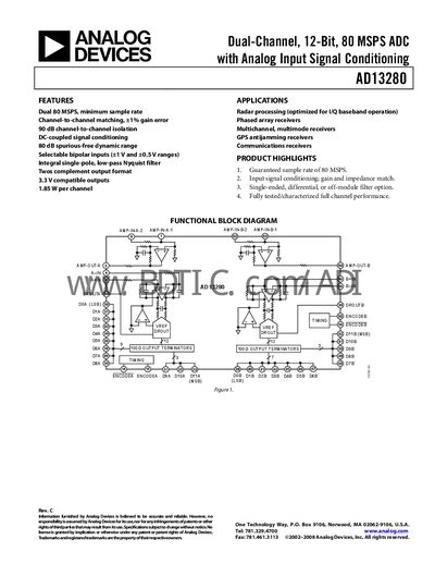 Analog Devices AD13280 Datasheet - cover page