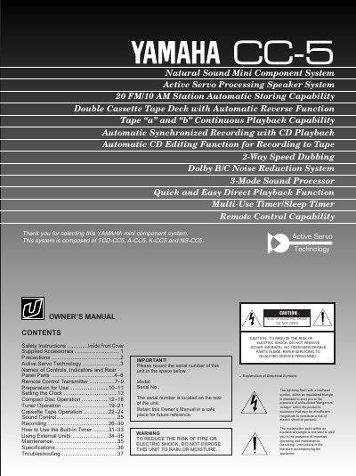 Yamaha CC-5 Owner's Manual - cover page