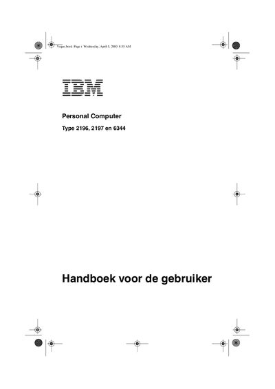 IBM Personal Computer 2196/2197/6344 User Guide - cover page