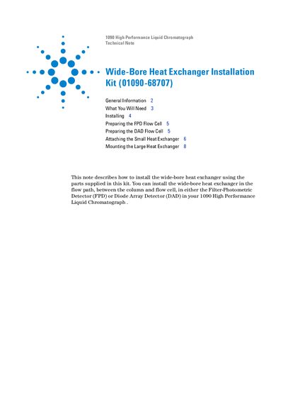 Agilent Wide-Bore Heat Exchanger Installation Kit (01090-68707) - cover page