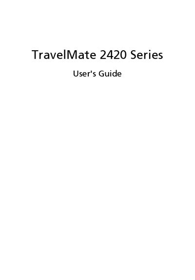 Acer TravelMate 2420 User's Guide - cover page