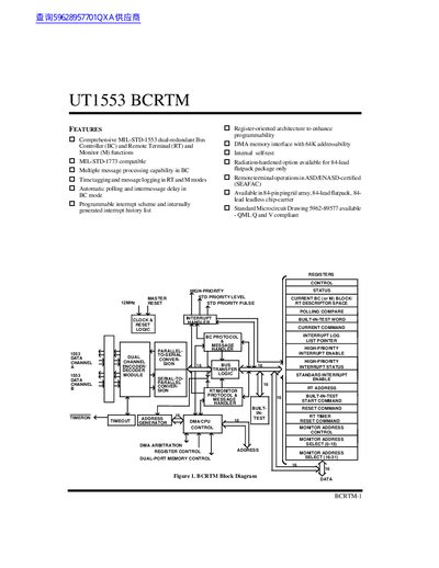 BCRTM-1 UT1553 BCRTM Data Sheet - cover page