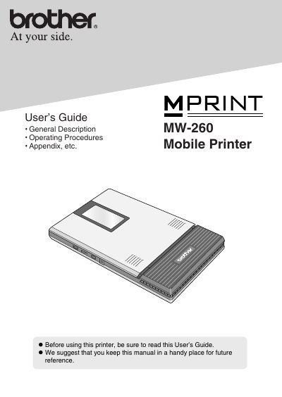 Brother MW-260 Mobile Printer User Guide - cover page
