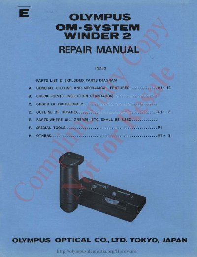 Olympus OM-SYSTEM WINDER 2 Repair Manual - cover page