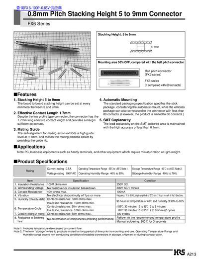 HRS FX6 Series Connector Datasheet - cover page