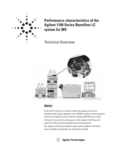 Agilent 1100 Series Nanoflow LC System for MS Technical Overview - cover page