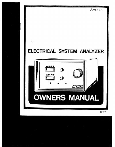 Electrical System Analyzer Owner's Manual - cover page