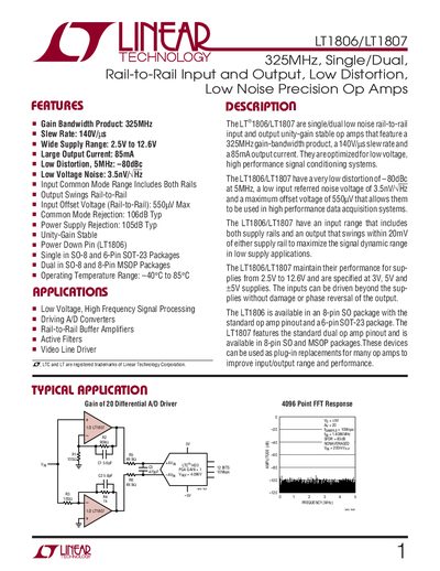 Linear Technology LT1806/LT1807 Datasheet - cover page