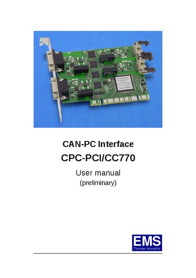 EMS CPC-PCI/CC770 User Manual - cover page