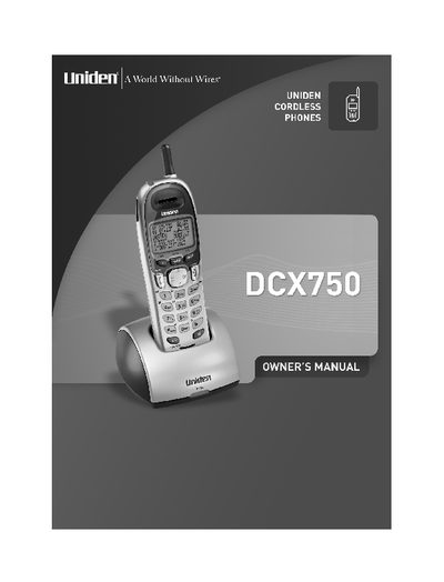 Uniden DCX750 Cordless Handset Owner's Manual - cover page