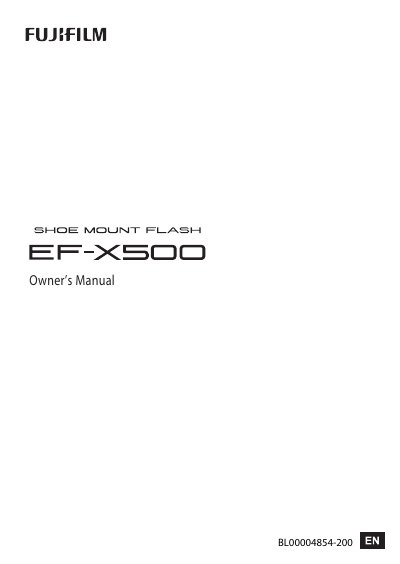FUJIFILM EF-X500 Shoe Mount Flash Owner's Manual - cover page