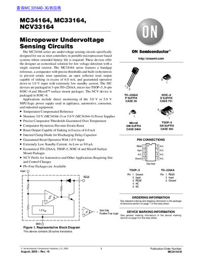 ON Semiconductor MC34164/MC33164/NCV33164 Datasheet - cover page
