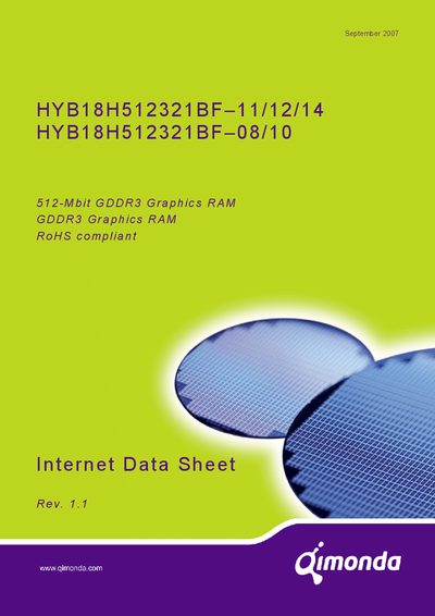 Qimonda HYB18H512321BF Graphics RAM Internet Data Sheet - cover page