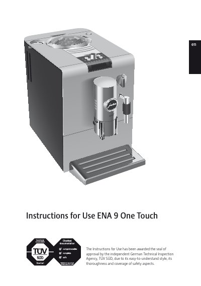 JURA ENA 9 One Touch User Manual - cover page