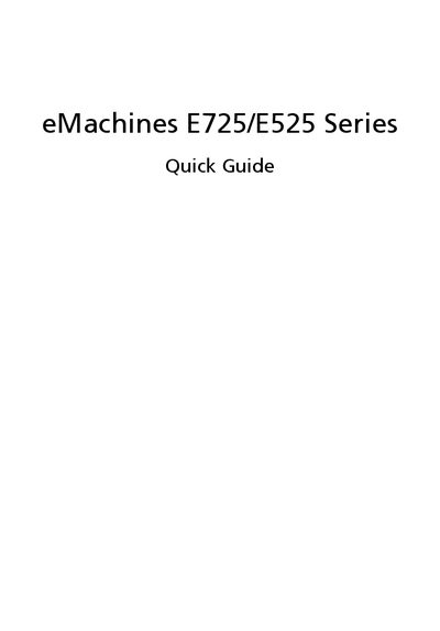 eMachines E725/E525 Notebook PC Quick Guide - cover page