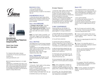 Grandstream HT Series Analog Telephone Adapter Quick User Guide - cover page
