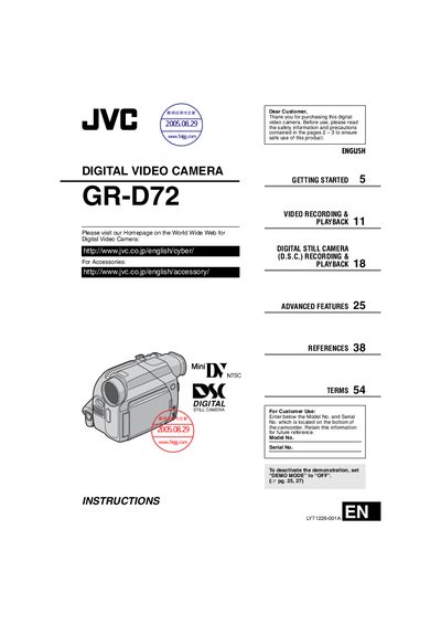 JVC GR-D72 Camcorder User Manual - cover page