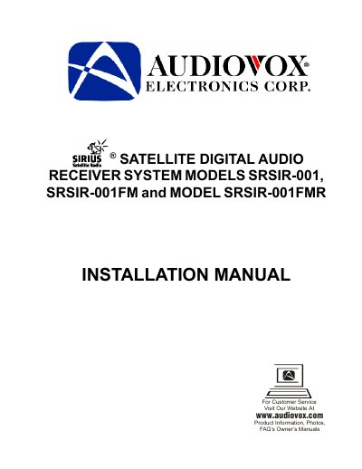 Audiovox SRSIR-001 Series Satellite Receiver Installation Manual - cover page