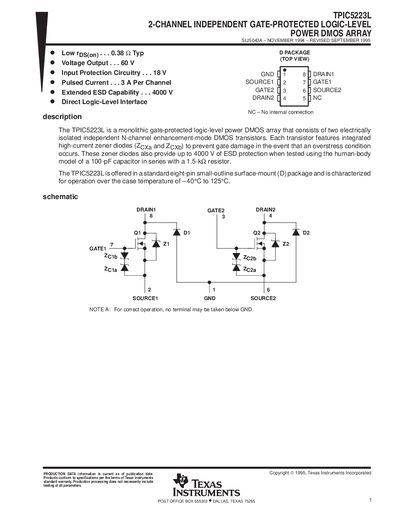 Texas Instruments TPIC5223L Datasheet - cover page