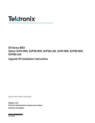 Tektronix 5/6 Series MSO Option Upgrade Kit Installation Guide - cover page