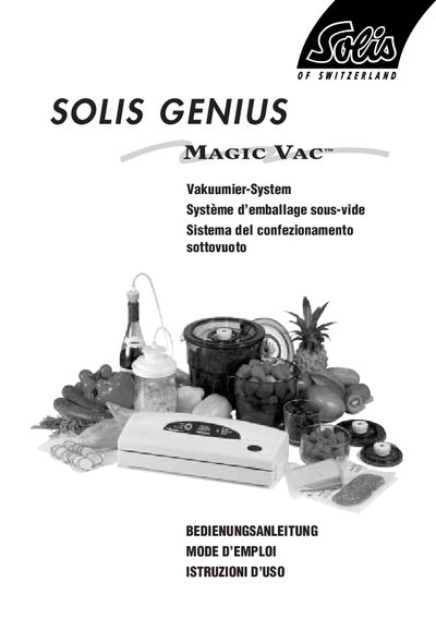 SOLIS GENIUS Vacuum Packaging System User Manual - cover page