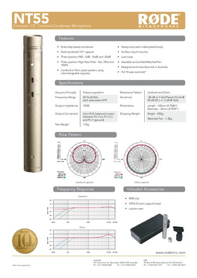 Rode M3 Multi Powered Condenser Microphone Product Leaflet - cover page