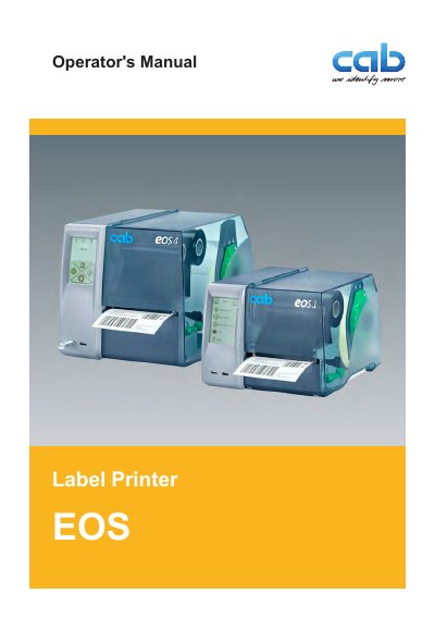 cab EOS E0s1/200, E0s1/300, Eos4/200, Eo0s4/300 Operator's Manual - cover page
