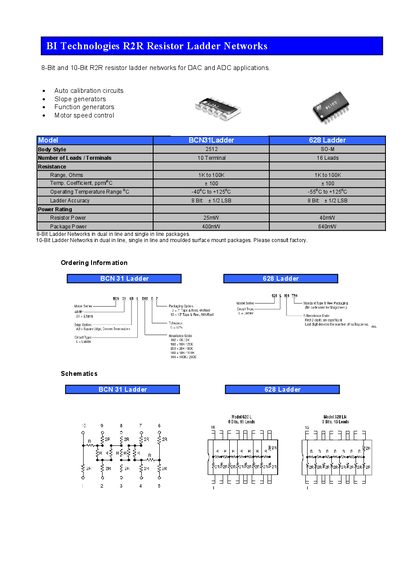 BI Technologies 628 R2R Resistor Ladder Networks Application Note - cover page