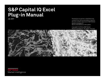S&P Global Capital IQ Excel Plug-in User Manual - cover page
