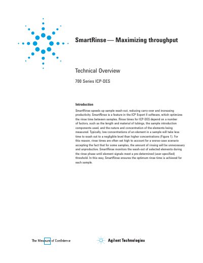 Agilent 720-ES 730-ES Series SmartRinse Maximizing Throughput Application Note Manual